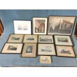 Miscellaneous typographical nineteenth century engravings - Lincoln, Galloway, Liverpool,