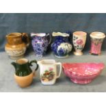 Miscellaneous ceramics - a large Maling Ringtons blue chintz jug, Maling vases & jug, a
