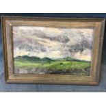Ronald Stuart Ellison, oil on board, landscape with cattle, signed and dated 1957, titled to verso