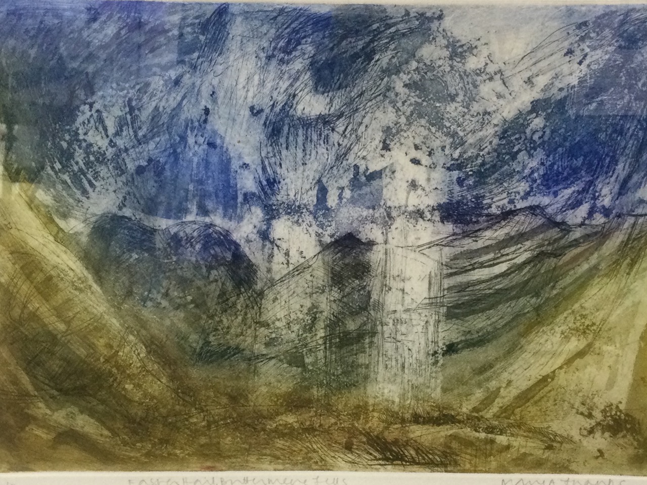 Mary A Thanks, coloured etching, titled Buttermere Fells, signed in pencil on margin, artists proof, - Image 3 of 3