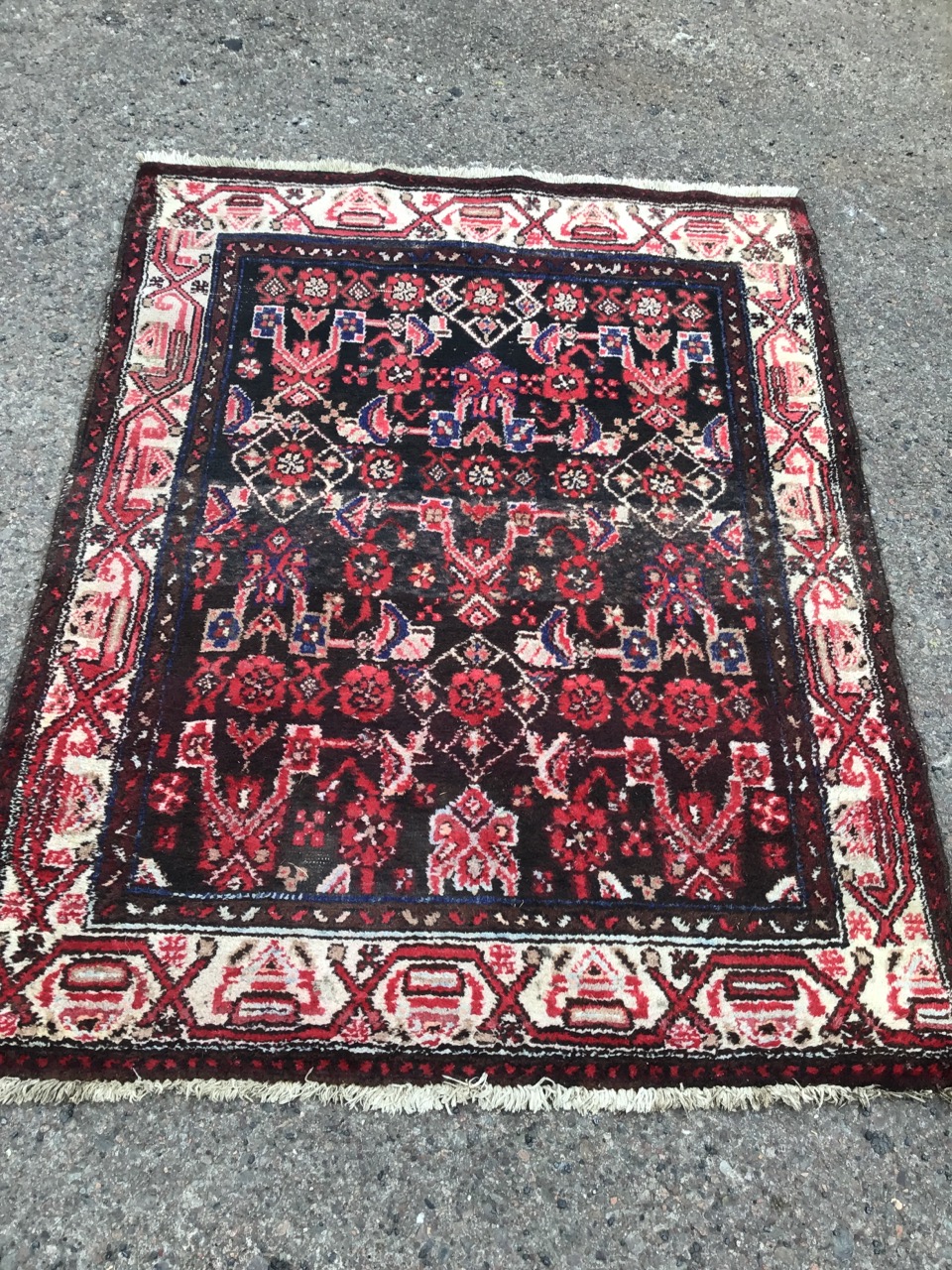 A Turkish rug woven with geometric style bands to brown field, the ivory frieze with linked altar - Image 3 of 3