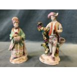A 19th century Meissen figure of a lady wearing 1770s fashions representing winter - 8.5in; and a
