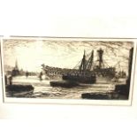 Francis Seymour Haden, monochrome etching, Breaking Up of the Agamemnon 1870, signed in pencil on