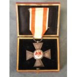 A cased silver and enamel German Imperial period Prussian Order of the Red Eagle medal for valour in