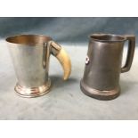 A C20th pewter tankard with enamelled 1st Infantry Division badge presented in Tripoli; and a