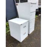 A Roneo four-drawer metal filing cabinet; and another smaller two-drawer cabinet. (2)