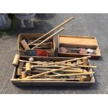 Miscellaneous croquet sets with mallets and hoops by Ayers of London, Army & Navy, sets of hood,