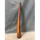 A hardwood shipwrights fid, the tapering horn shaped tool with iron collar. (29.5in)