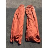 A pair of lined Laura Ashley rust-coloured linen curtains. (92.25in) (2)