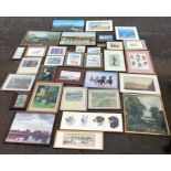 A box of miscellaneous prints - old masters, a Van Gough set, contemporary, some signed, a Victorian
