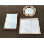 An octagonal contemporary mirror encrusted with seashells and pebbles - 18.5in; a Victorian reeded