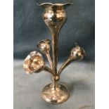 A hallmarked silver eperne with rippled rims to bulbous flower holders, raised on circular filled