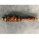 A William IV turned hardwood tipstaff, gilt lacquered and hand-painted with the royal coat of