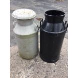 An aluminium Milk Marketing Board milk churn and cover with handles to sides; and another CWS