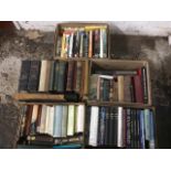 Five boxes of miscellaneous books - reference, gardening, history, cooking, topographical, art,