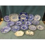 Miscellaneous blue & white plates and dishes eith transfer printed decoration - George Jones,