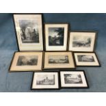 Miscellaneous framed nineteenth century steel Scottish Borders topographical steel engravings -
