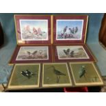 JF Lansdowne, a set of three sixties coloured bird prints - house martins, heron & curlew, framed;