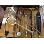 Miscellaneous walking sticks - two leather seated shooting sticks - one Swaine-Brigg, an Austin Reed