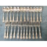 A twelve-piece Gorham Co of New York dessert set, the sterling Birmingham marked forks & spoons with