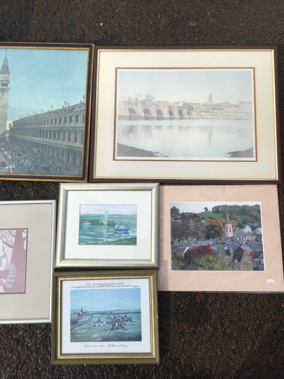 Miscellaneous pictures including lithographic prints, Venetian landscape, hunting, Berwick, etc. ( - Image 2 of 3