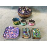 Miscellaneous Chinese enamel - a cloisonné matchbox holder with butterflies and flowers, and another