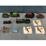 Miscellaneous toys - three Hornby train engines, two with tenders, a 10 ton crane cart, and a