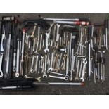 A large quantity of spanners, wrenches, sockets, some calibrated & cased, difficult access pieces,