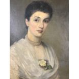 CW Baldry, oil on canvas, bust portrait of a young lady, signed and dated 1879, in gilt & gesso