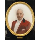 A 1930s hand-tinted oval formal glass portrait of Walter P Scott, the panel in gilt frame mounted in