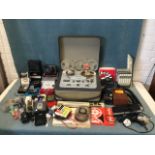 Miscellaneous photography and tape recording gear including cameras, a Telefunken Magnetaphone