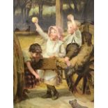 Fred Morgan, Happy Days, a Victorian chromolithograph, depticting children with apples and a