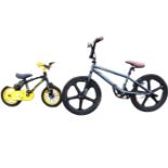 A Pirana BMX bicycle with tubular mounts to spoked wheels; and a toddlers black & yellow bike -