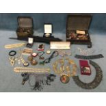 Miscellaneous costume jewellery and collectors items including faux pearls, bead necklaces, two