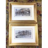 G Wright, a pair, hunting scenes - lithographic prints, titled The Mail Goes By and A Meet at the