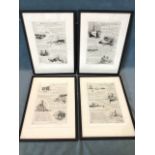 Rowland Longmaid, a set of four etchings titled The Laws of the Navy, with words by Ronald A