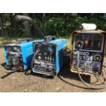Three electric welders - Sureweld mono mig 151 and two Clarke weld 160 turbos, two on trolley