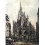 A 1912 coloured etching published by Arthur Tooth and printed in Paris of Rouen Cathedral,