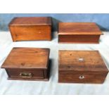 A Victorian rosewood jewellery box with mother-of-pearl escutcheons and pewter stringing, having