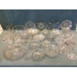 Miscellaneous glass including comports, fruit bowls, jugs, moulded & cut, pairs of bowls,