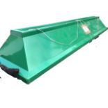 A rectangular snooker table light shade with three lamp fittings to angled canopy. (112.5in x 27.