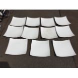 Eleven square shaped platters on circular bases. (19.5in) (11)
