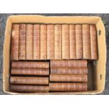 The Works of Thackeray, 20 volumes with leather gilt tooled bindings and marbled boards, the volumes