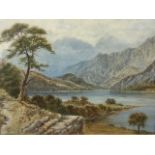 John W Hepple, C19th watercolour, lake landscape, signed, mounted & framed. (9in x 6in)