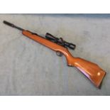 A Webley .22 air rifle, the Tracker with shaped beech stock, rubber shoulder pad, sound reducer,