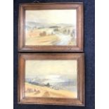 Robert Brown Johnston, watercolours, a pair, nineteenth century Tweed(?) landscape views, signed and
