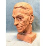 Arthur Fleischmann (1896-1990), terracotta, bust of a gentleman on plinth, reputed to be an