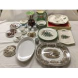 Miscellaneous ceramics - a floral Shelley ashtray, Maling, boxed Spode Christmas tree plates and