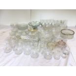 Miscellaneous glass - wine glasses, tumblers, some engraved, liqueur, sundae dishes, cut & moulded