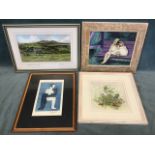 Four framed pictures: Joyce Changes, etching, cubist nude, signed, numbered 3/4 and dated 1993 - 5.